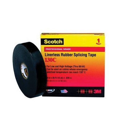 Picture of 130C-2X30FT - Scotch® Linerless Rubber Splicing Tape 130C, 2 in x 30 ft, Black, 12rolls/Case