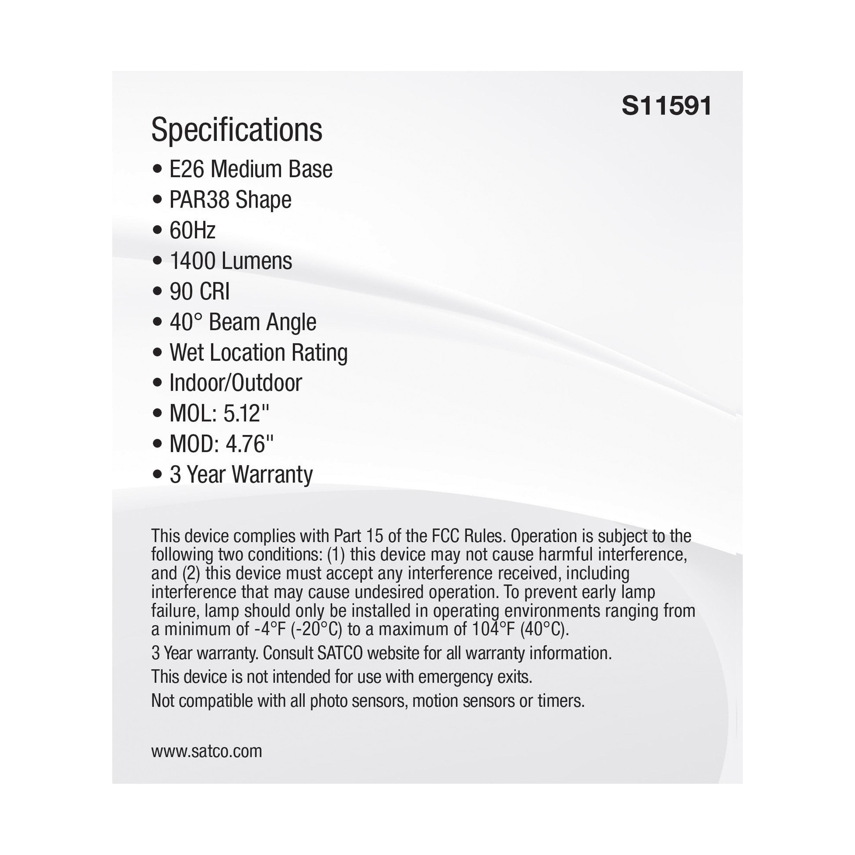 Picture of S11591 - 15.5 Watt PAR38 LED - Medium Base - Silver Finish - CCT Selectable - 120 Volt - 40 Degree Beam Angle