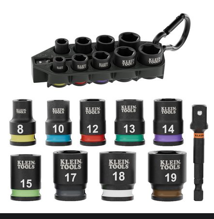 KLE 33809M GRAB AND GO IMPACT SOCKET SET, METRIC, 10 PC