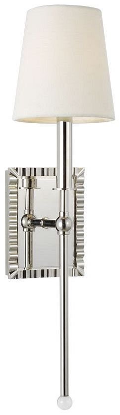 AW1051PN - Generation Lighting Baxley Sconce Polished Nickel Finish With White Linen Fabric Shade (AW1051PN)