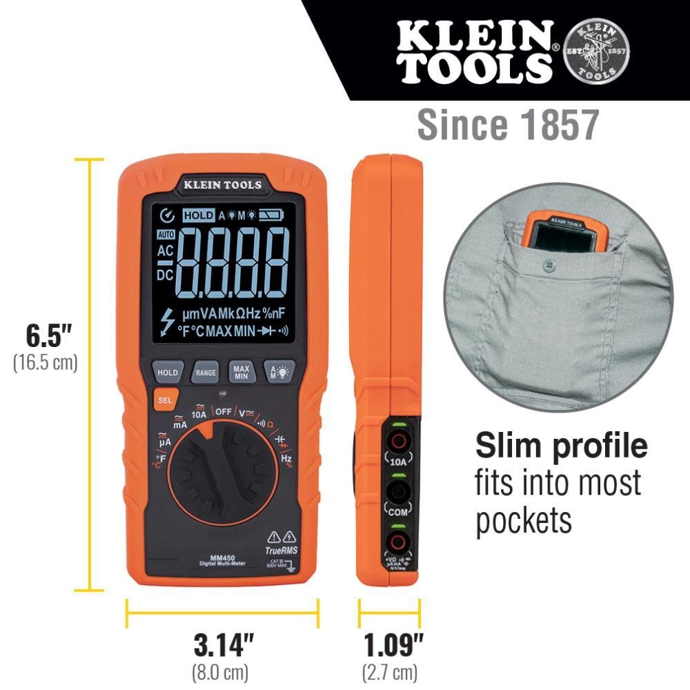 Picture of MM450 - Slim Digital Multimeter, TRMS Auto-Ranging, 600V, Temp