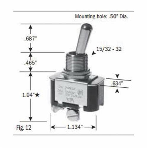 SS206S-BG - Toggle Switch, SPST, ON-OFF, 20 Amp 125V