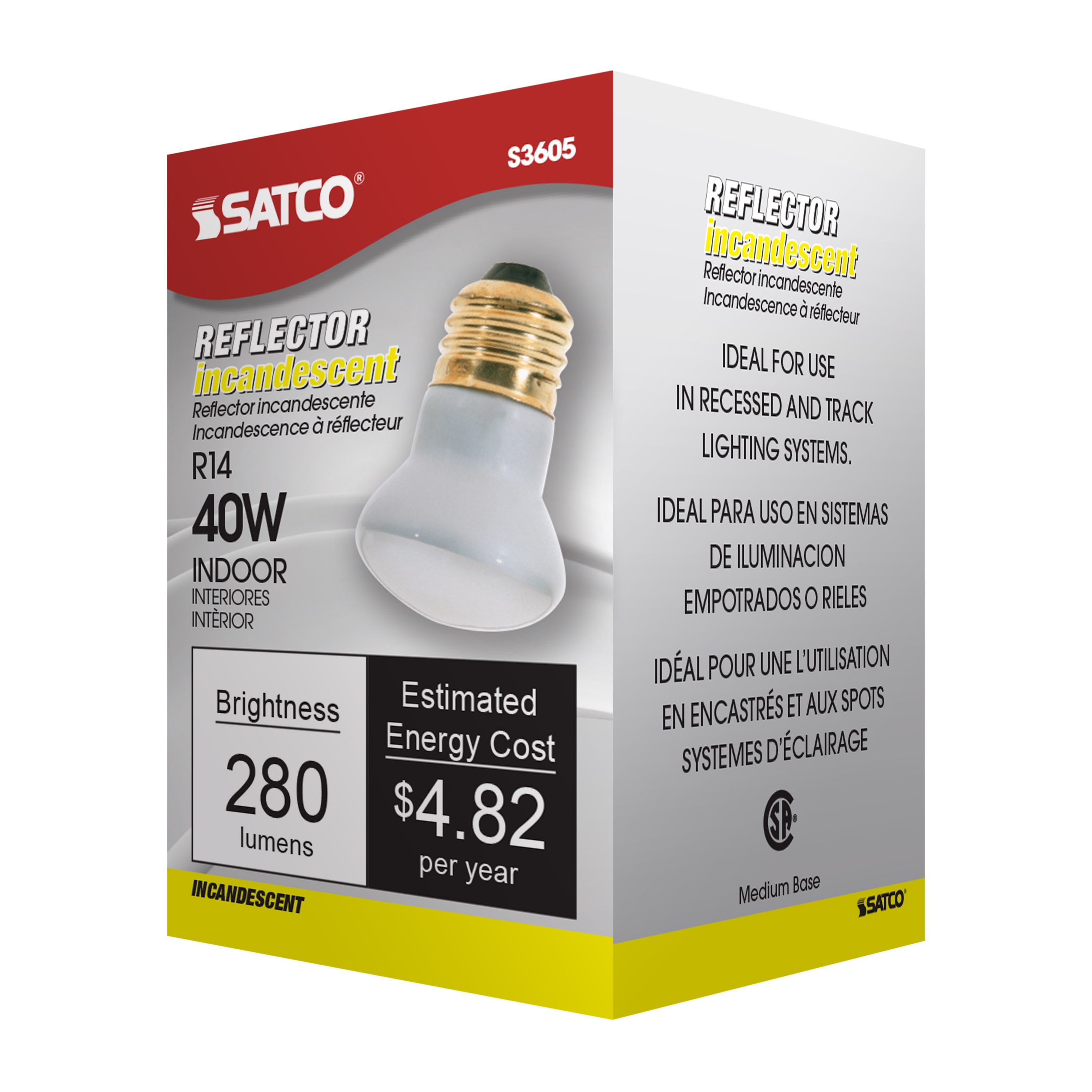 Picture of S3604 - 25 Watt R14 Incandescent - Translucent - 1500 Average rated hours - 135 Lumens - Medium base - 120 Volt
