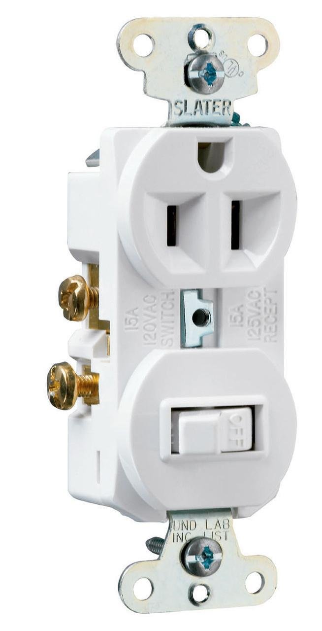 691-W - 15A 120V/125V Combination Single-Pole Toggle Switch and Single Receptacle, White