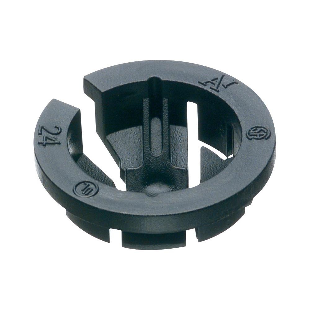 NM95 - Plastic, 3/4" knockout size Push-in connector snaps into knockout using light finger pressure, holds wires securely and is simple to remove with the twist of a screw driver.