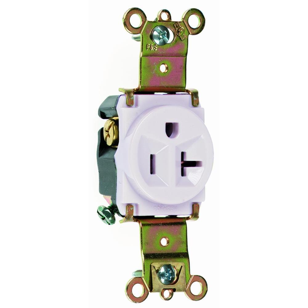 5361-W - 20A 125V Heavy Duty Spec-Grade Single Receptacle, Back and Side Wire, White