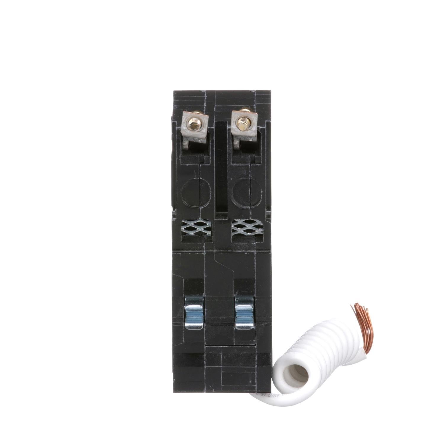 Picture of QOB220GFI - [TAA] Mini circuit breaker, QO, 20A, 2 pole, 120/240VAC, 10kA, bolt on, 6mA grd fault A, pigtail