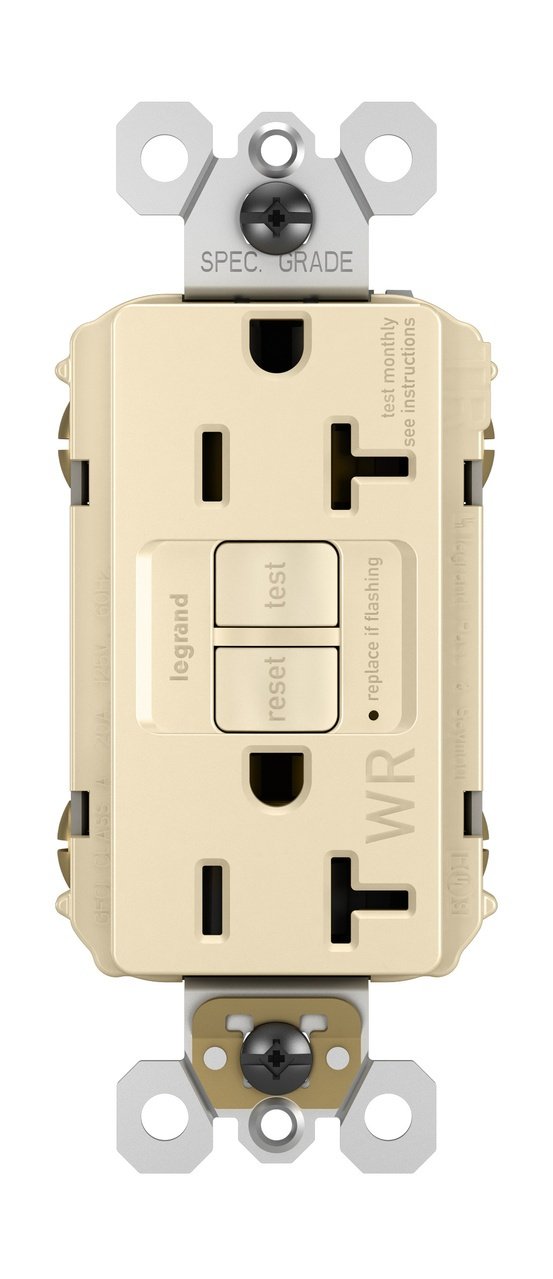 Picture of 2097-TRWRI - radiant® Tamper-Resistant Weather-Resistant 20A Duplex Self-Test GFCI Receptacles with SafeLock® Protection, Ivory