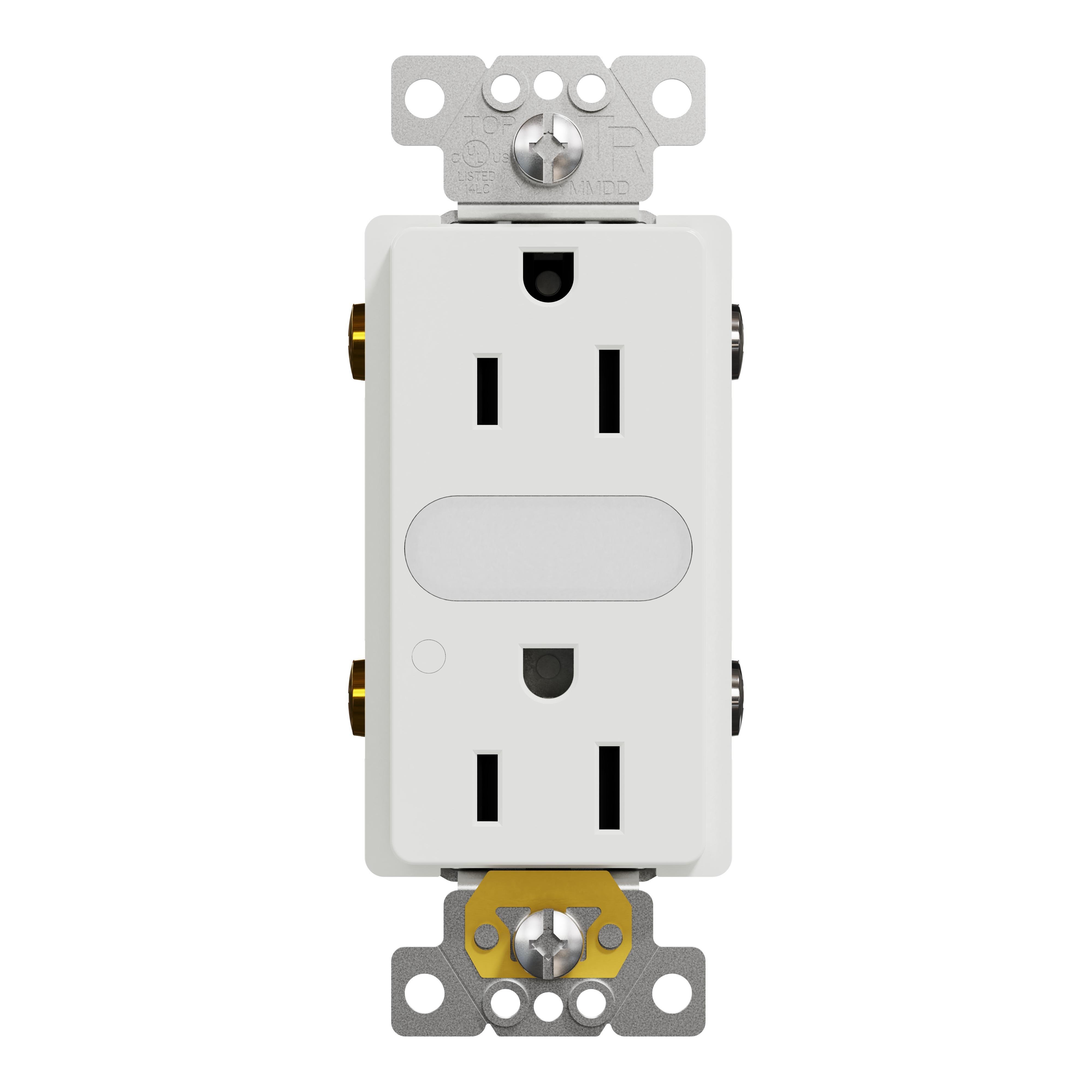 SQR57101WH - Socket-outlet, X Series, 15A, decorator, tamper resistant, lighted, residential, white, matte finish