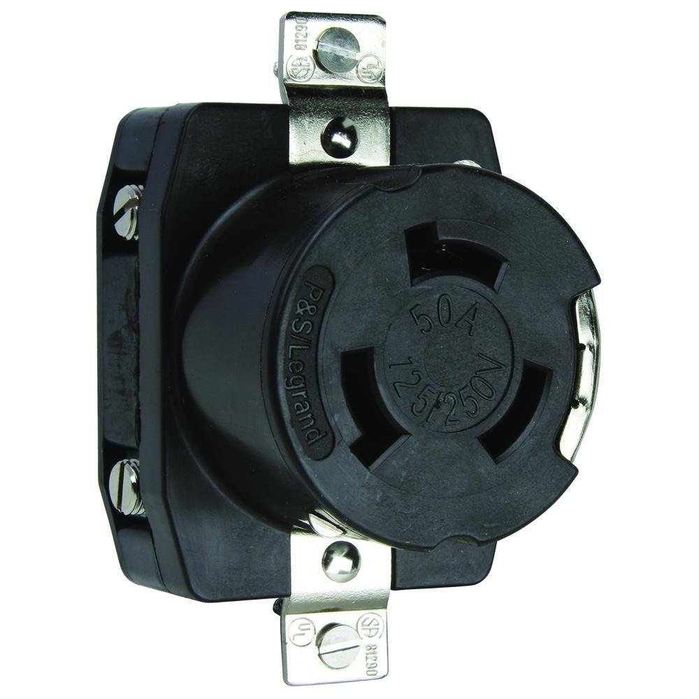 CR6369 - 50A 125/250V Corrosion-Resistant Single Receptacle, 3-Pole 4-Wire, Black