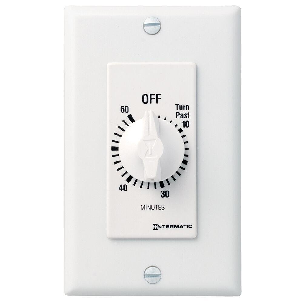 FD60MWC - Spring Wound Countdown Timer, Decorator Style, 125-277 VAC, 50/60 Hz, SPST, 60 Minute Max, Without Hold, White