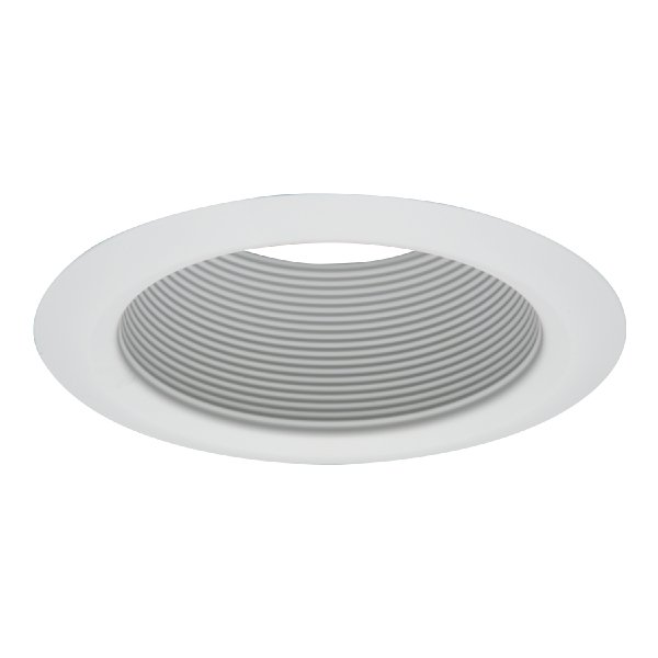 5102WB - 5" White Tapered Metal Baffle, White Self-Flange Ring