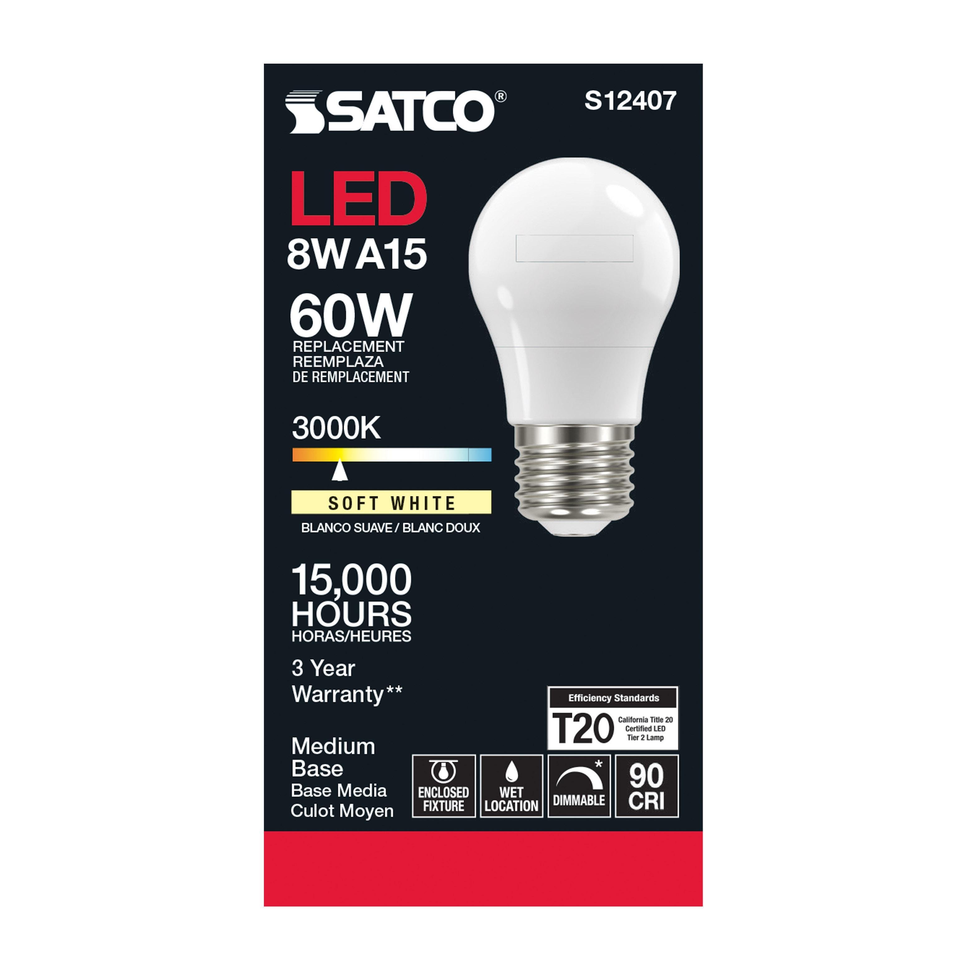 Picture of S12407 - 8.2 Watt LED A15 - Soft White - Medium Base - 3000K - 90 CRI - 120 Volt