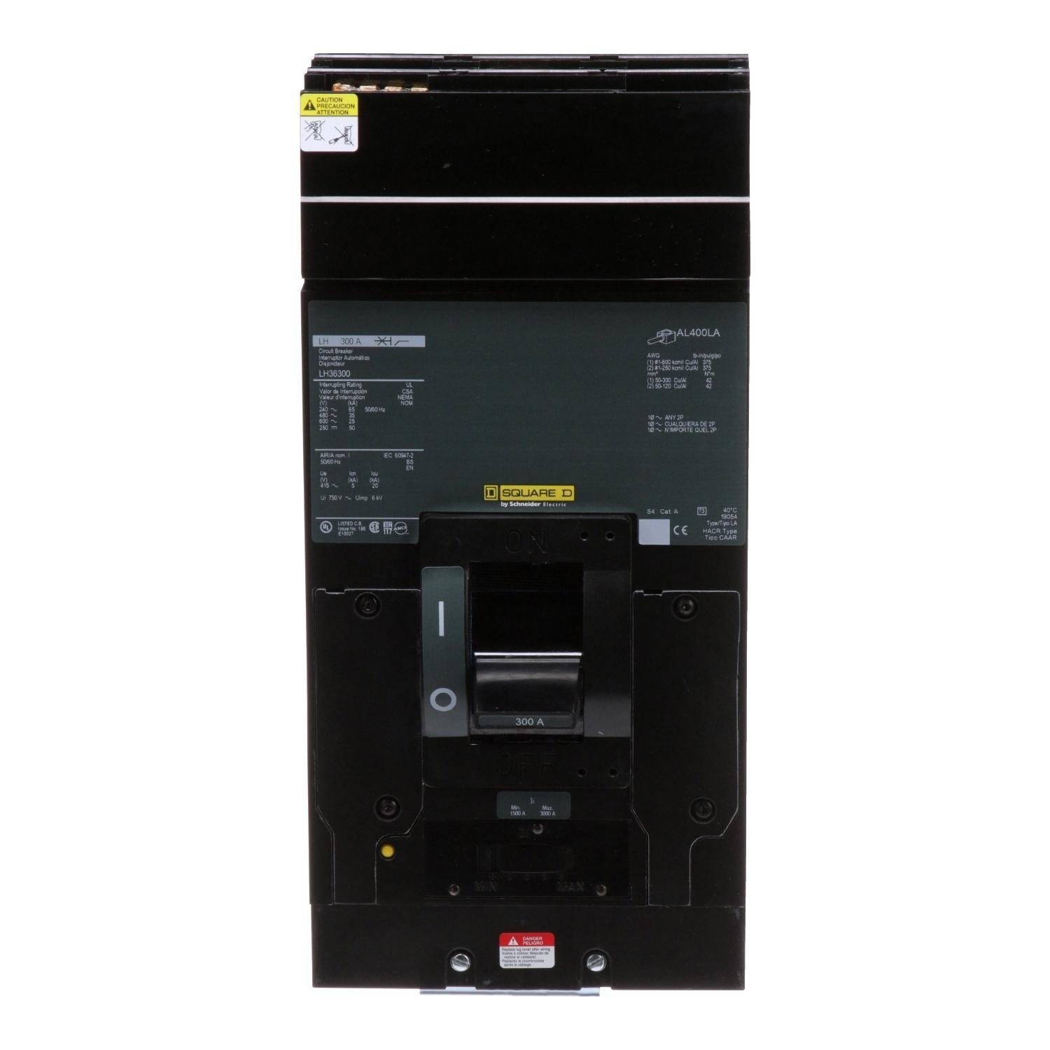 LH36300 - Circuit breaker, LH, I-Line mount, 300A, 3 pole, 25kA, 600VAC, thermal magnetic