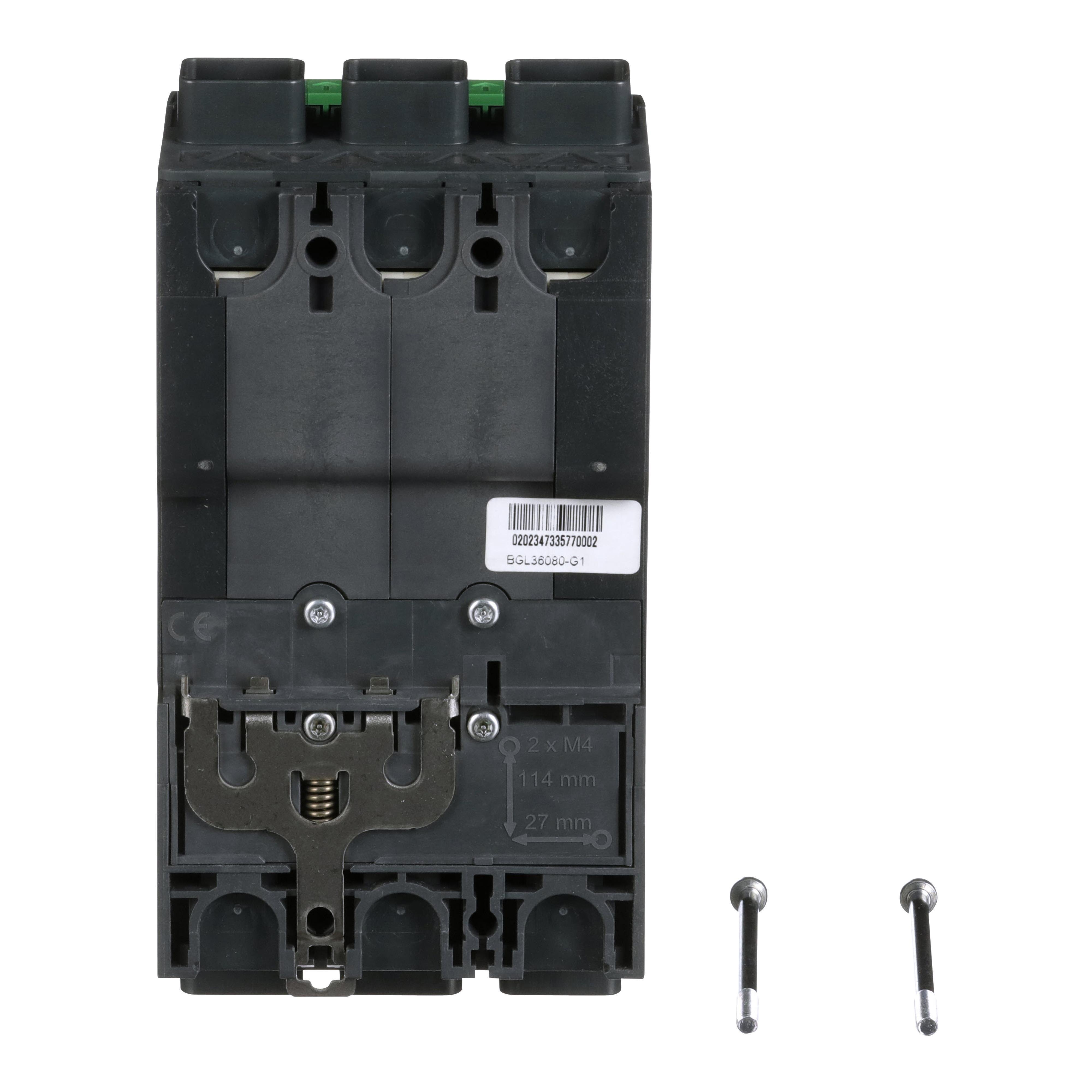 Picture of BGL36080 - Circuit breaker, PowerPacT B, 80A, 3 pole, 600Y/347VAC, 18kA, lugs, thermal magnetic, 80%