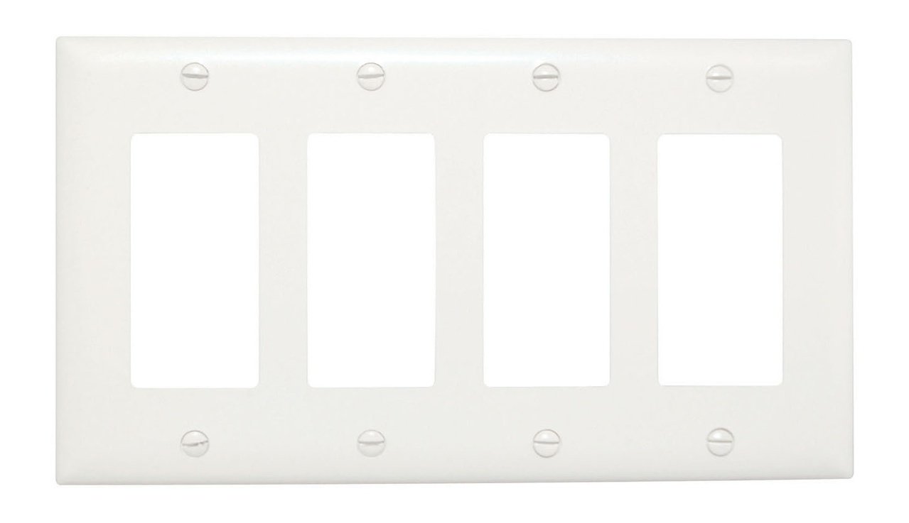 TP264-W - TradeMaster® 4-Gang Nylon Wall Plate, 4 Decorator Openings, White