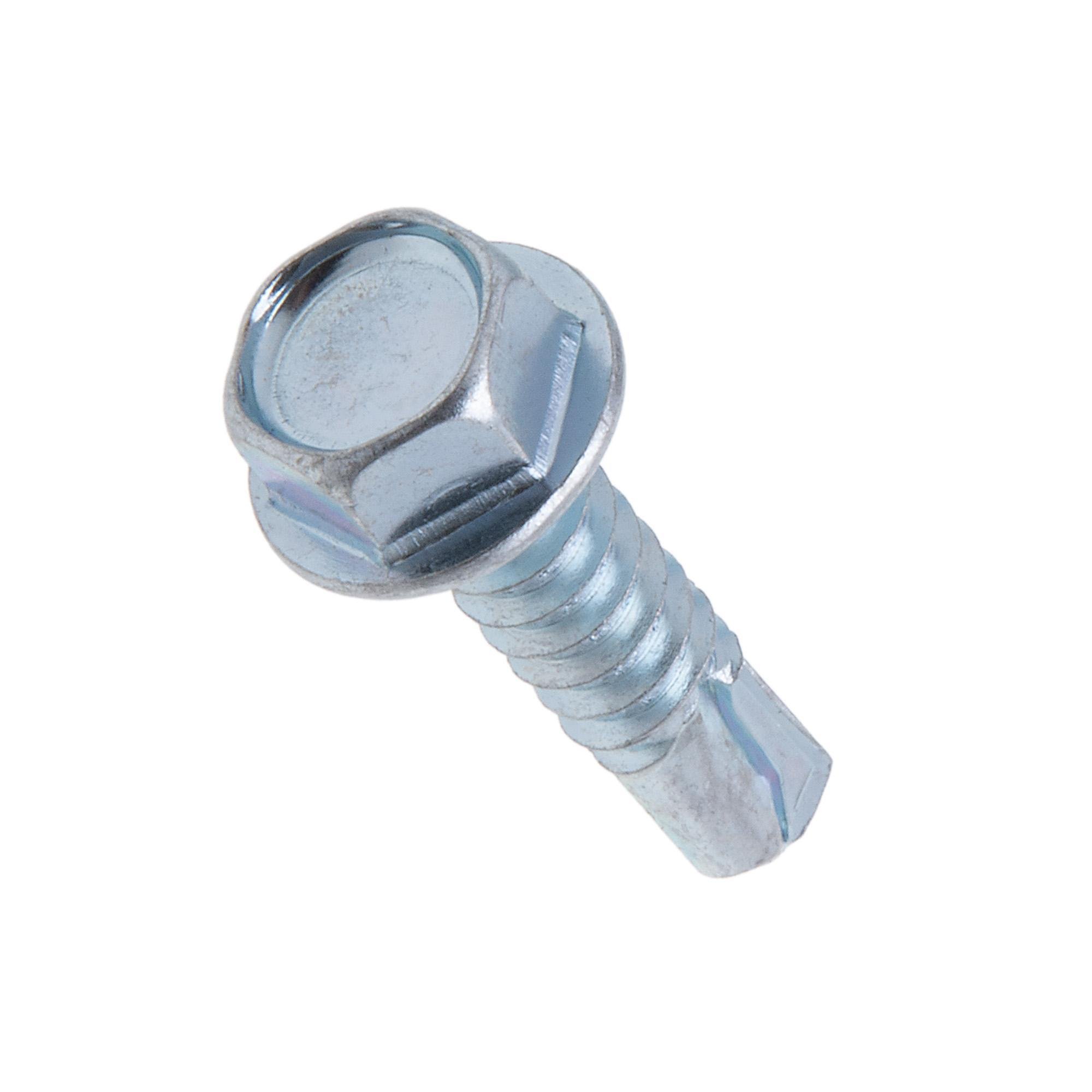 Picture of 14 x 1 in. 3/8 Indented Hex Head Self-Drilling & Tapping Screws with Washer - #3 Drill Point - Steel Zinc - 100qty