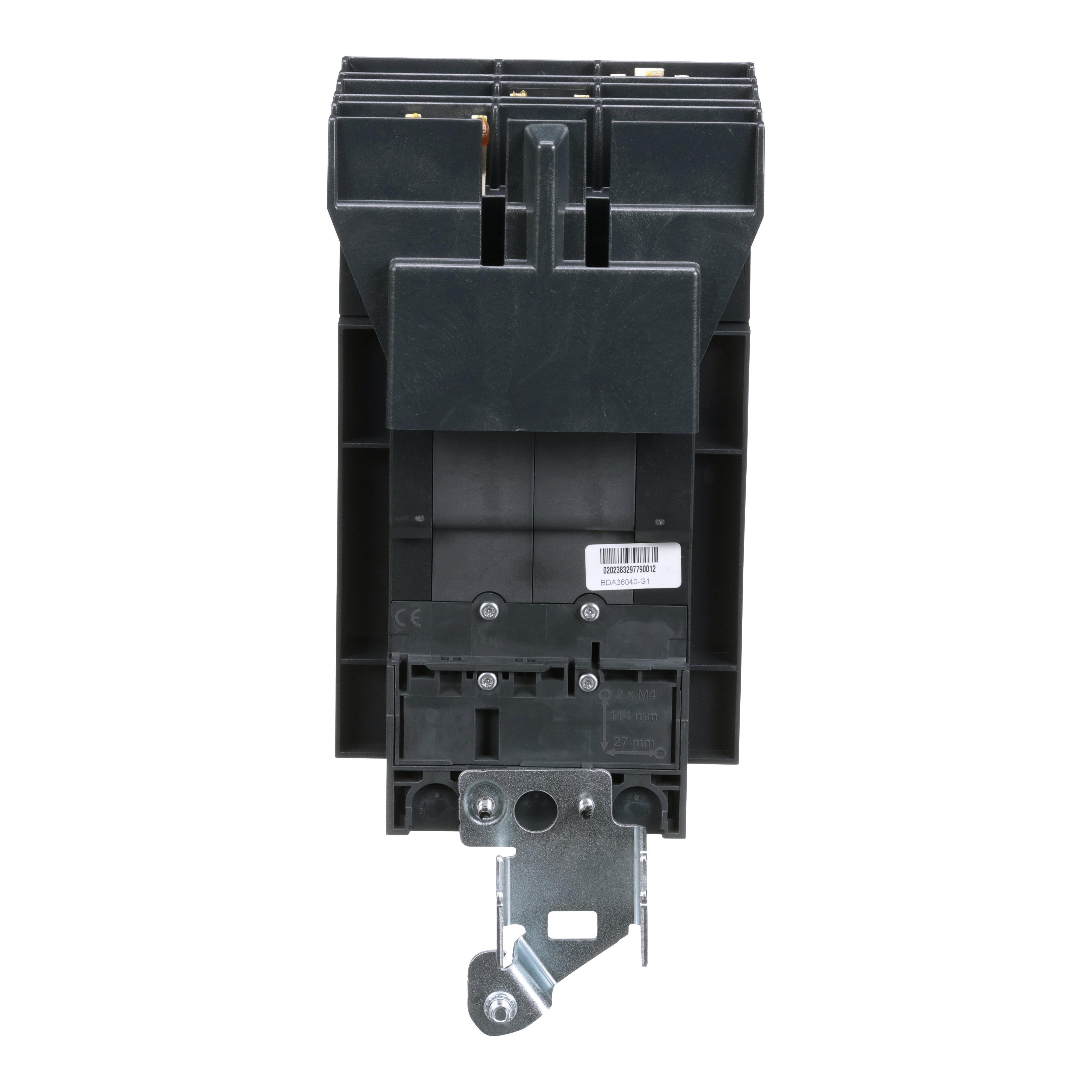 Picture of BDA36040 - Circuit breaker, PowerPacT B, 40A, 3 pole, 600Y/347VAC, 14kA, I-Line, thermal magnetic, 80%, ABC