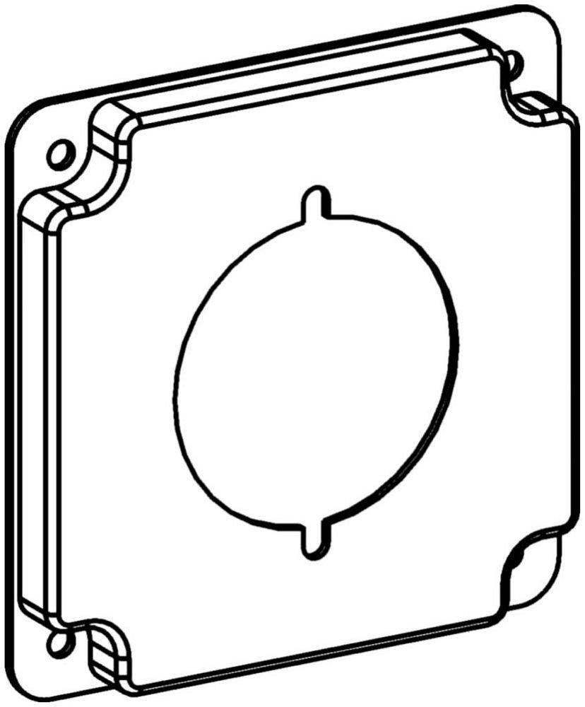 4407 - RAISED 1/2", 4" SQUARE (4S) 2.155" DIAMETER POWER OUTLET INDUSTRIAL COVER WITH CRUSHED CORNER