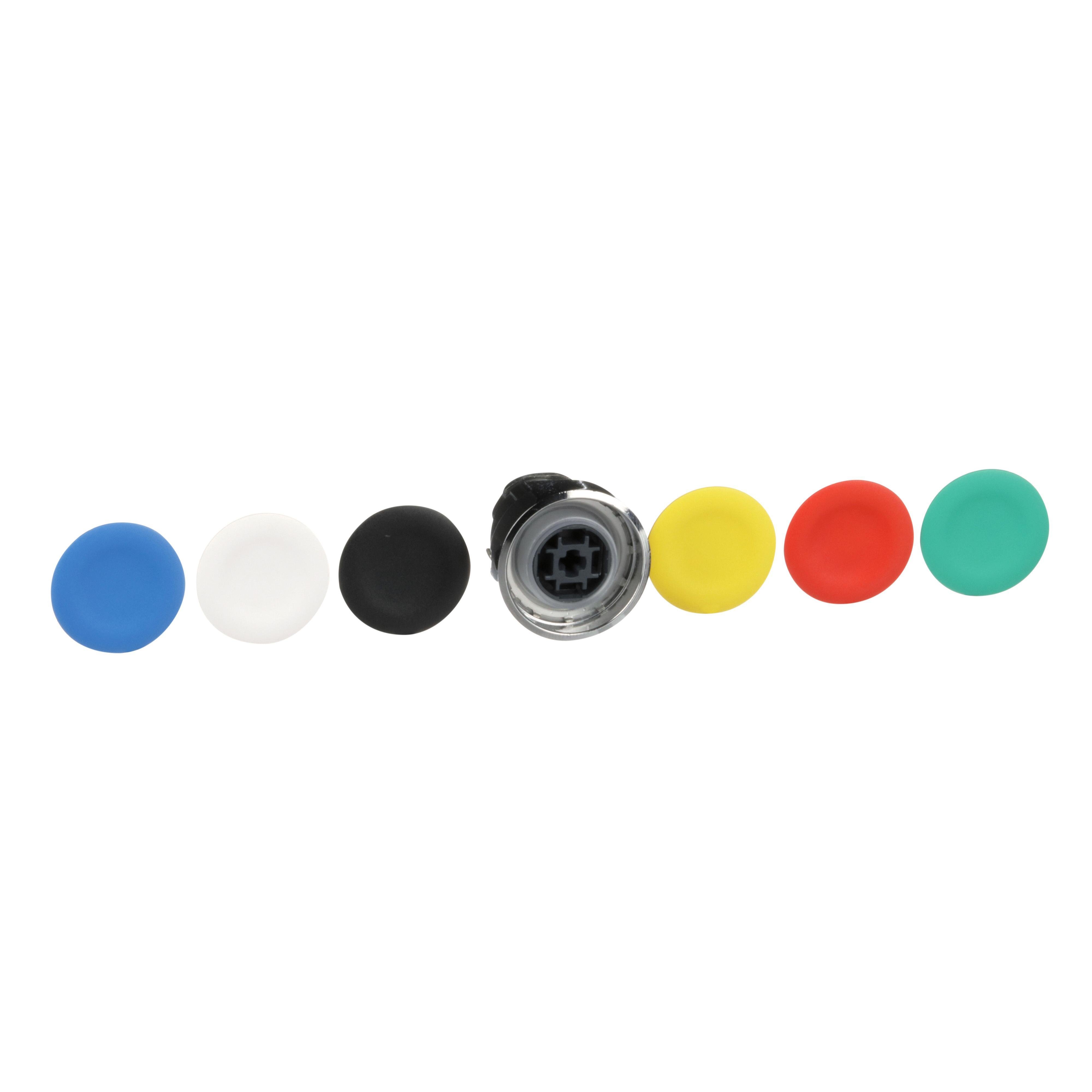 Picture of ZB4BA9 - Harmony, 22mm Push Button, flush push button head, spring return, black, green, red, white, yellow, blue, unmarked