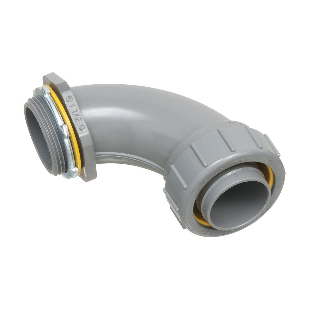 NMLT90150 - Non Metallic 90 degree connector for use with non metallic liquid tight conduit type B only. 1-1/2" Trade Size.