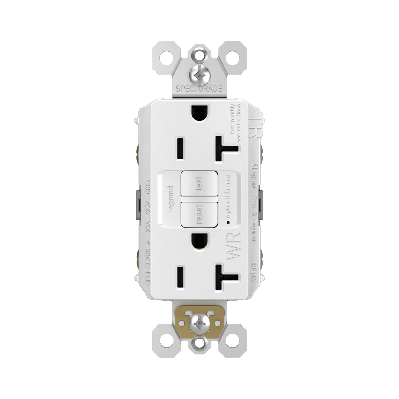 Picture of 2097-TRWRW - radiant® Tamper-Resistant Weather-Resistant 20A Duplex Self-Test GFCI Receptacles with SafeLock® Protection, White