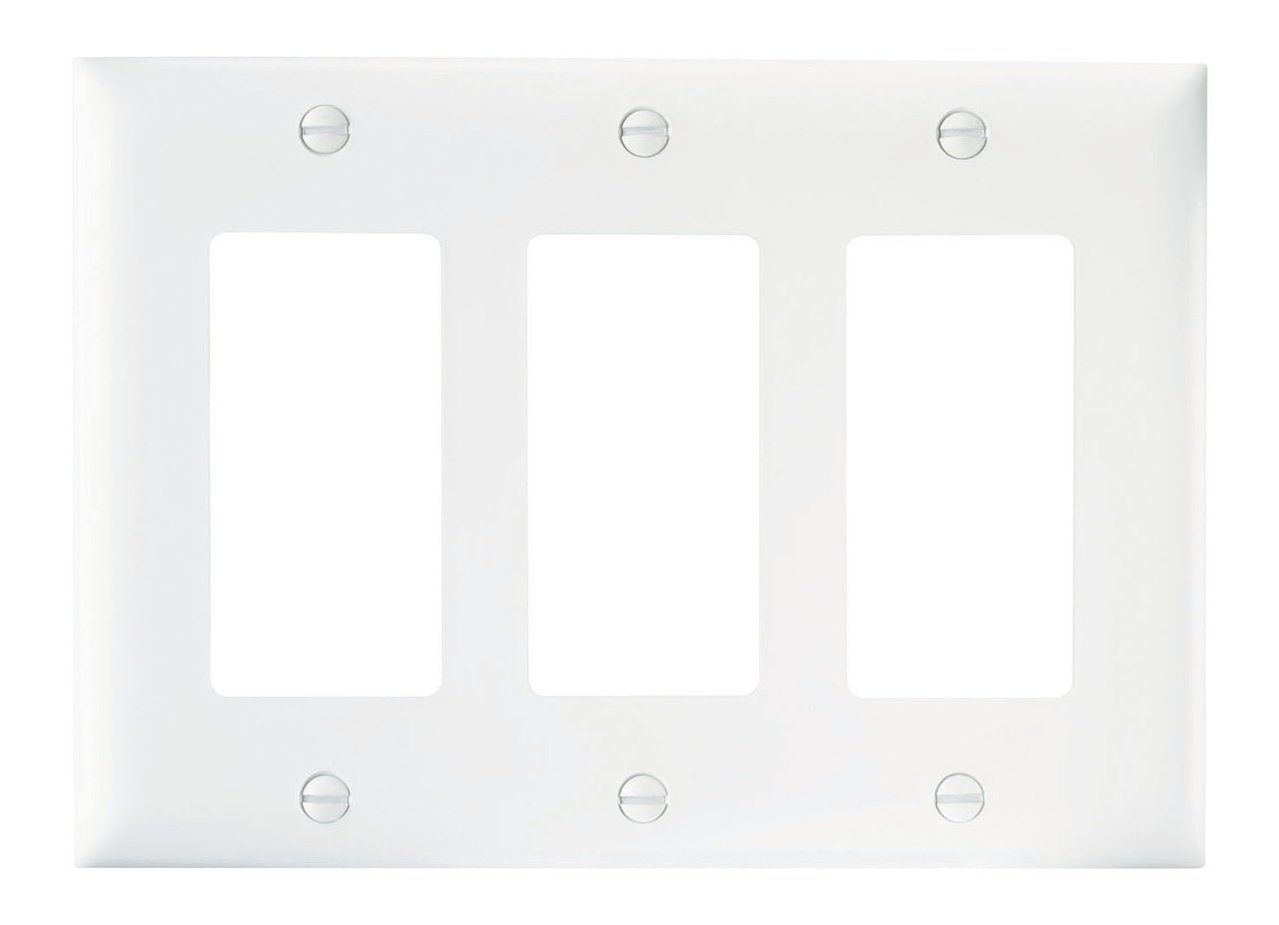 TP263-W - TradeMaster® 3-Gang Nylon Wall Plate, 3 Decorator Openings, White