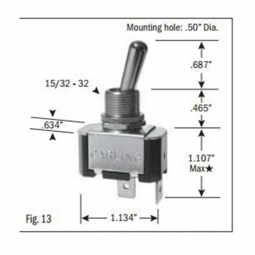 SS203P-BG - Toggle Switch, DPST, ON-OFF, 20 Amp 125V