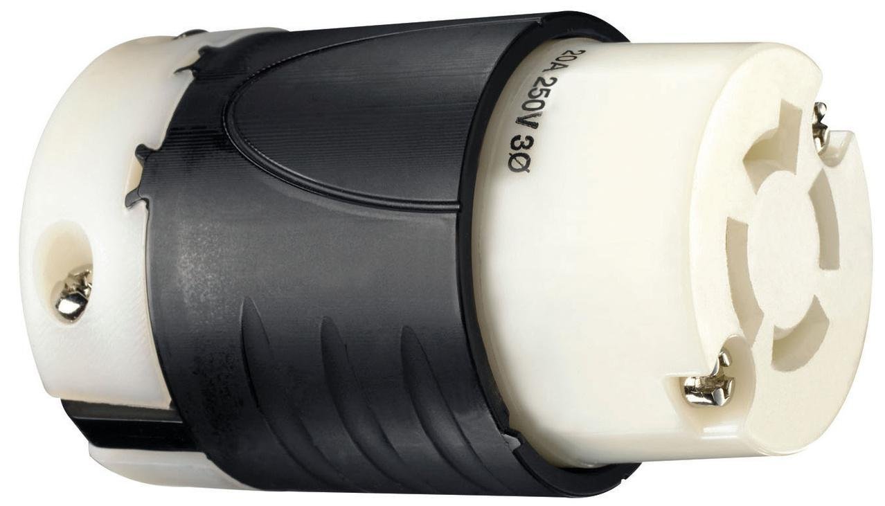 L1520-C - 20A NEMA Connector L1520 - Black Back, White Front Body