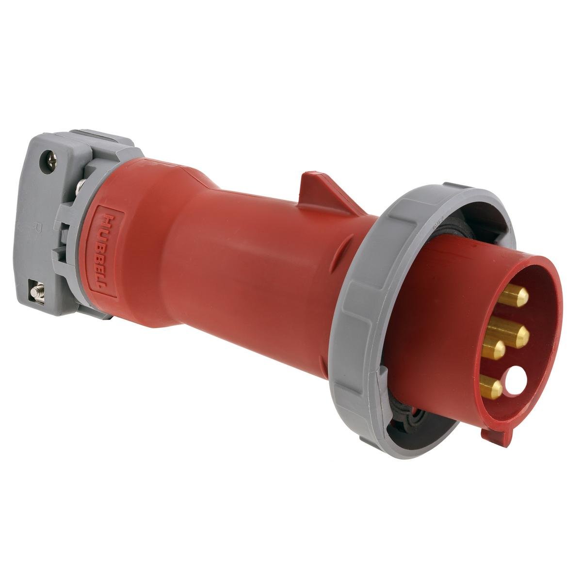 Picture of HBL460P7W - Heavy Duty Products, IEC Pin and Sleeve Devices, Industrial Grade, Male, Plug, 60A 3-Phase Delta 480V AC, 3-Pole 4-Wire Grounding, Terminal Screws, Red, Watertight