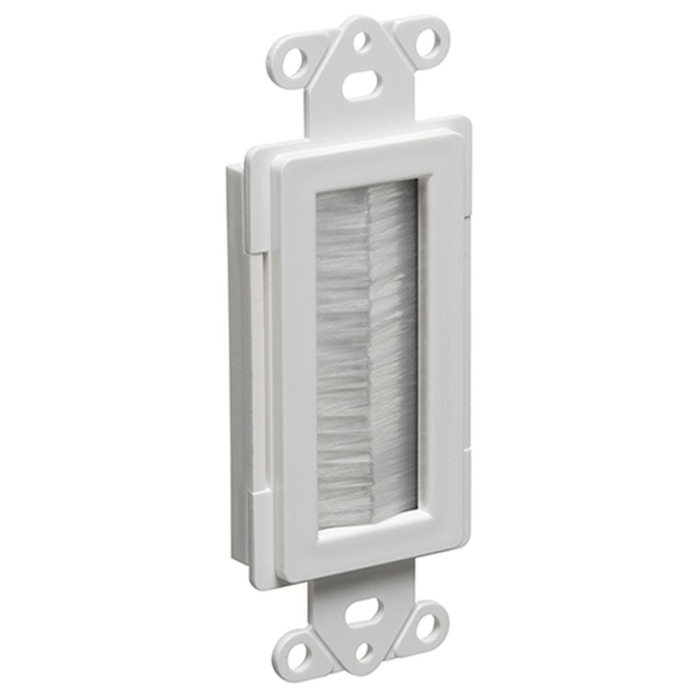 CED135 - Cable entry device with brush style cover. White Non-metallic. Includes two #6 screws.
