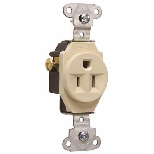 5251-I - 15A 125V Heavy Duty Spec-Grade Single Receptacle, Side Wire, Ivory