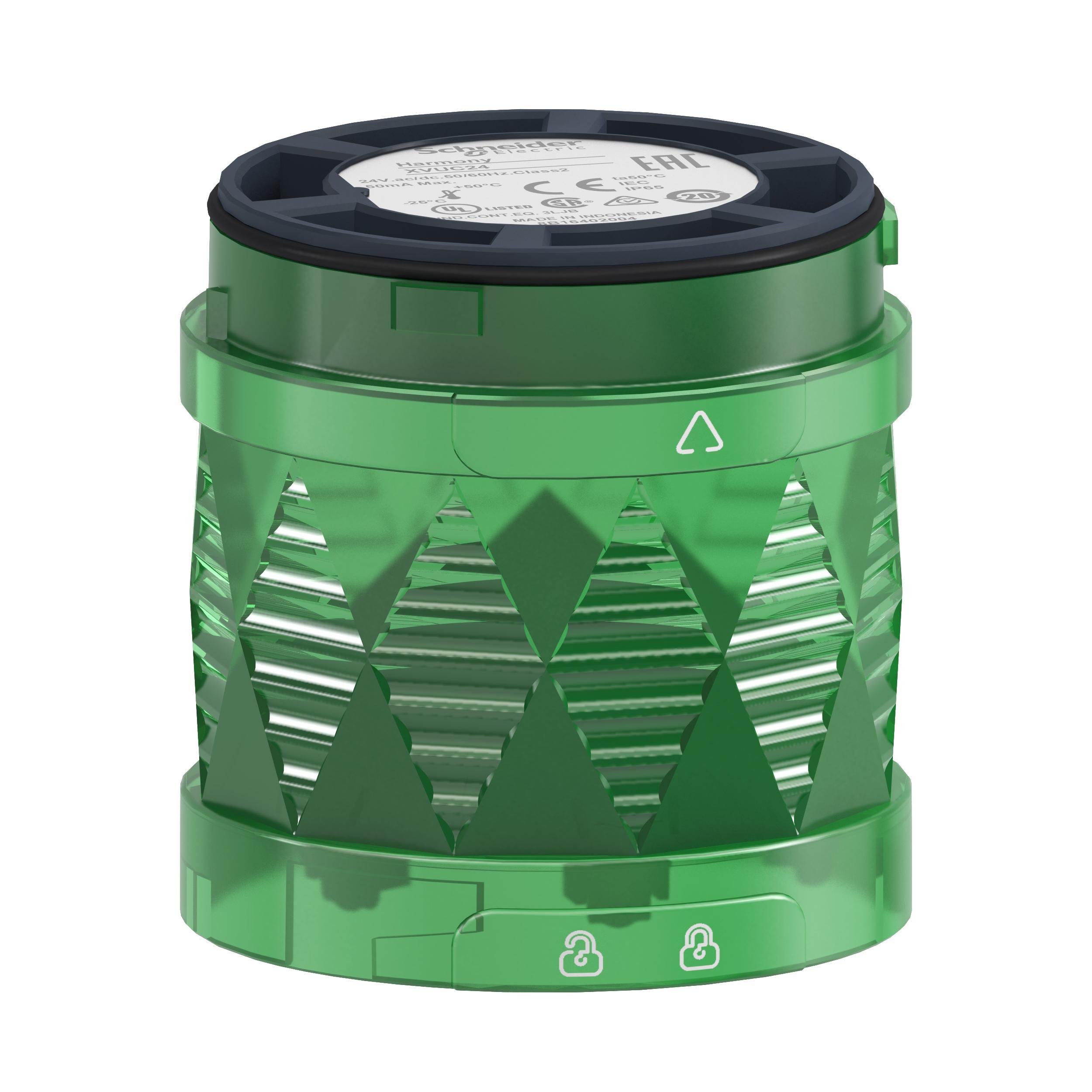 XVUC23 - Modular tower light, Harmony XVU, illuminated LED units, green, 60mm, steady, IP65, 24V AC DC