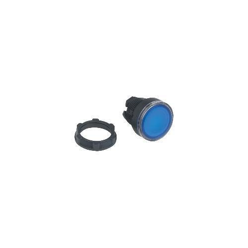 Picture of ZB5AW363 - Head for illuminated push button, Harmony XB5, plastic, blue flush, 22mm, universal LED, spring return, plain lens