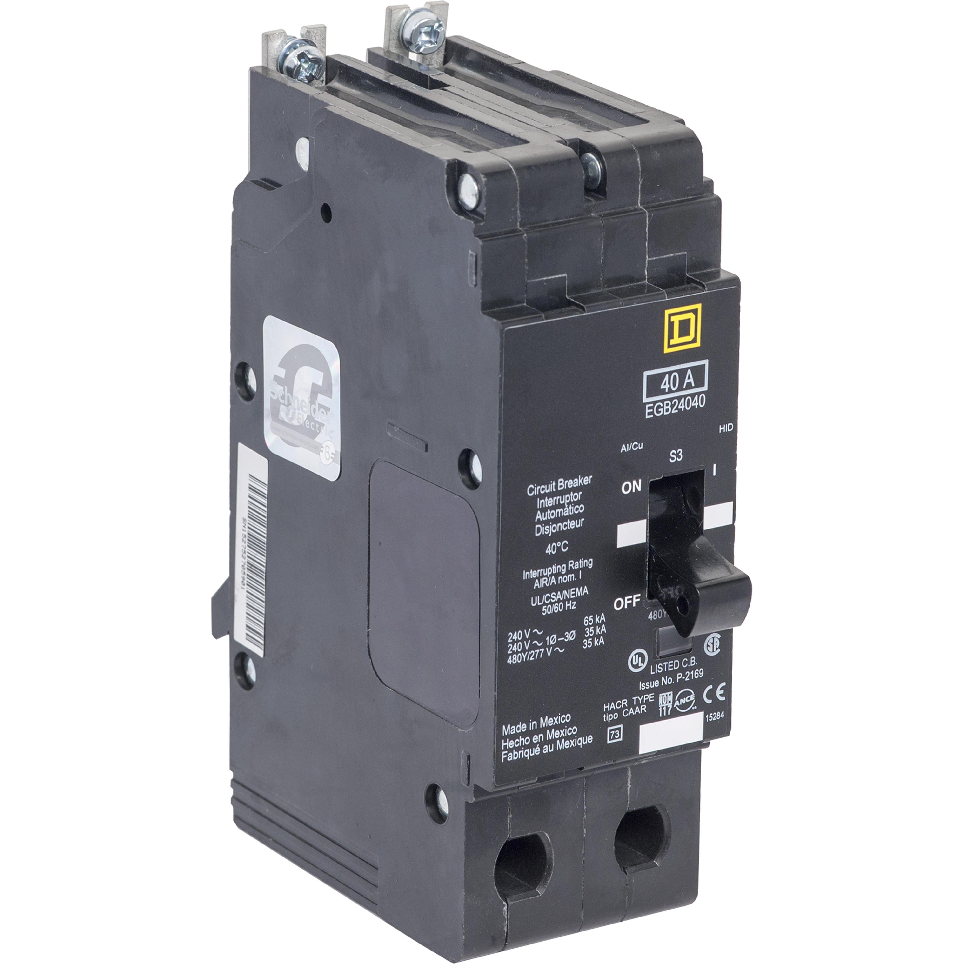 EGB24090 - Mini circuit breaker, E-Frame, 90A, 2 pole, 480Y/277VAC, 65kA max, bolt on [TAA]