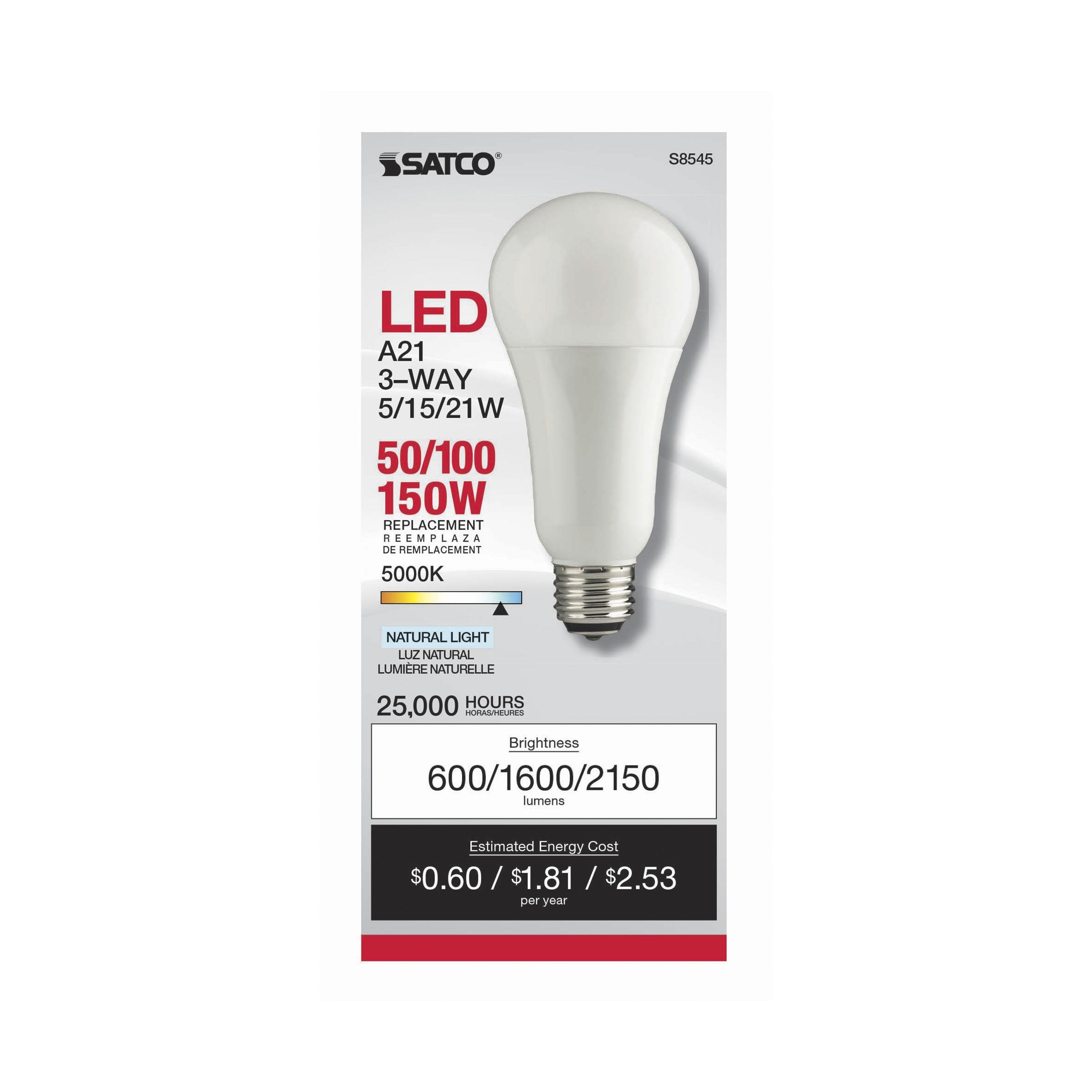 Picture of S8545 - 5 Watt/15 Watt/21 Watt - A21 LED - 3-way - Frosted - 5000K - Medium base - 120 Volt
