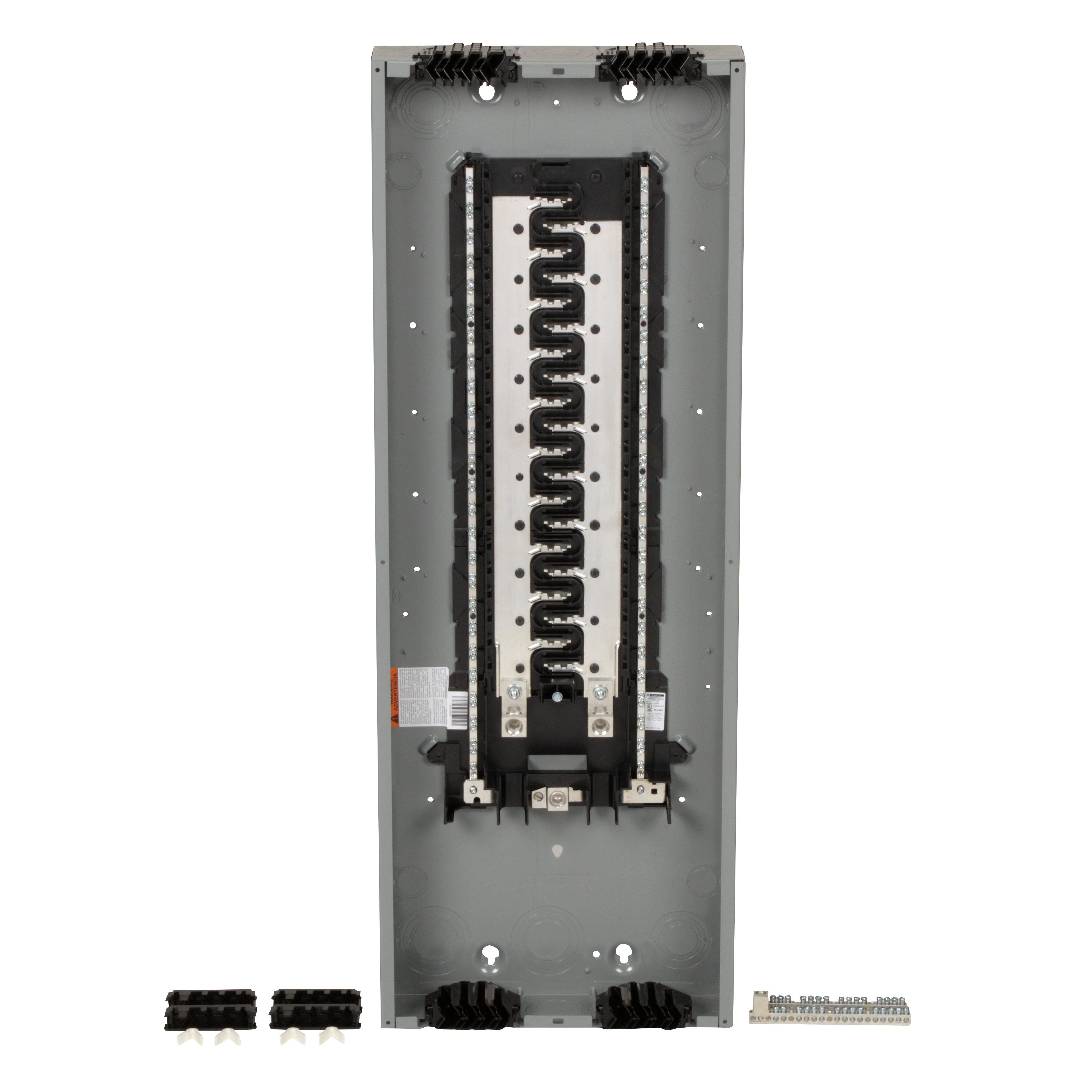 HOM4080L225PQGC - Load center, Homeline, 1 phase, 40 spaces, 80 circuits, 225A convertible main lugs, PoN, NEMA1, Qwik-grip, gnd bar