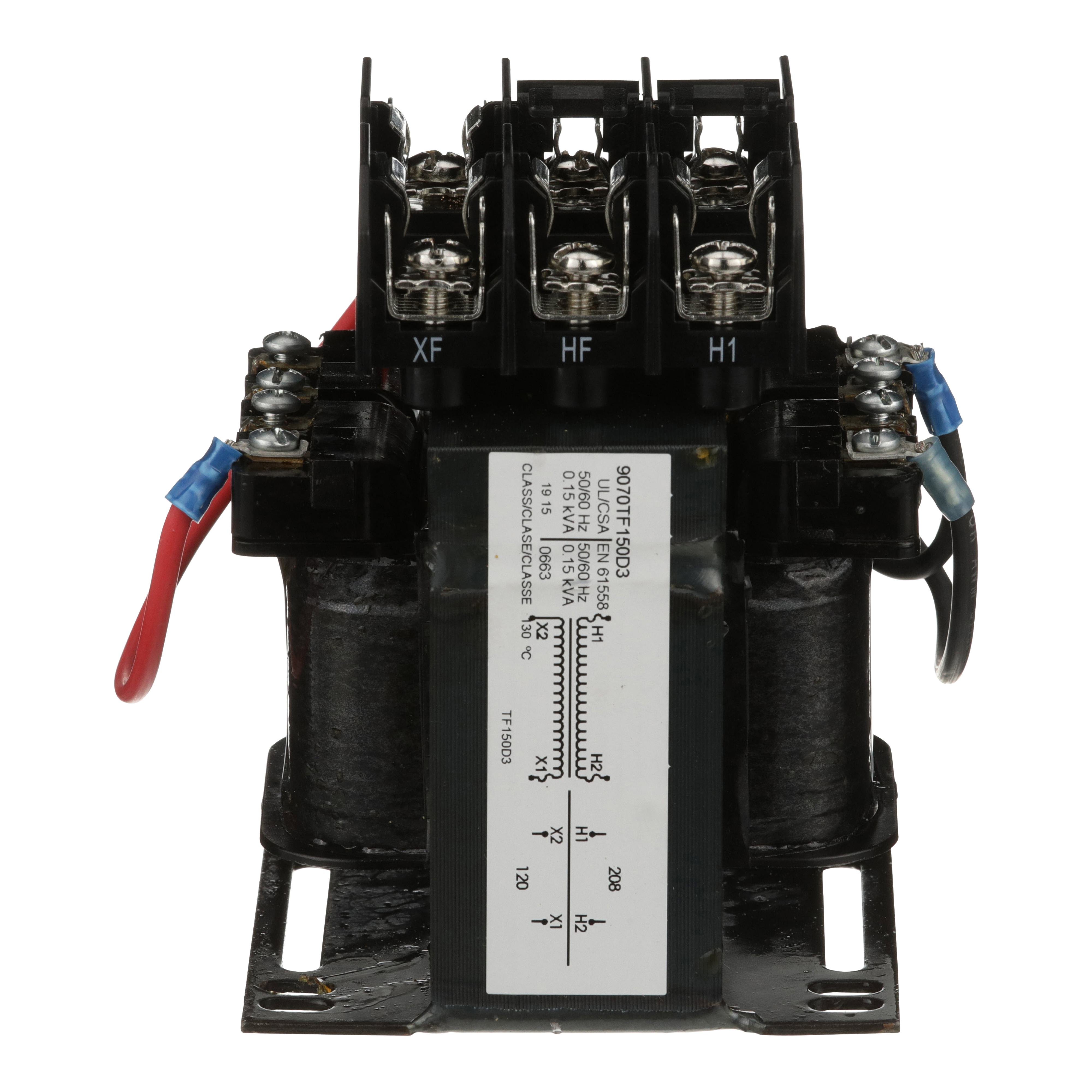 Picture of 9070TF150D3 - Industrial control transformer, Type TF, 1 phase, 150VA, 208V primary, 120V secondary, 50/60Hz