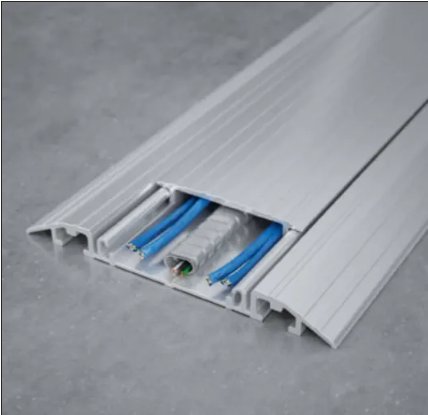 CT.XPO.1-06-25.1C-SV - Connectrac CT.XPO.1-06-25.1C-SV 6' EXPRESS On-Floor Kit w/ 25' Single Circuit Conduit & Quad Receptacle, Silver