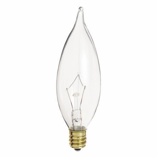 A3675 - 40 Watt CA9 1/2 Incandescent - Clear - 2500 Average rated hours - 370 Lumens - Candelabra base - 130 Volt