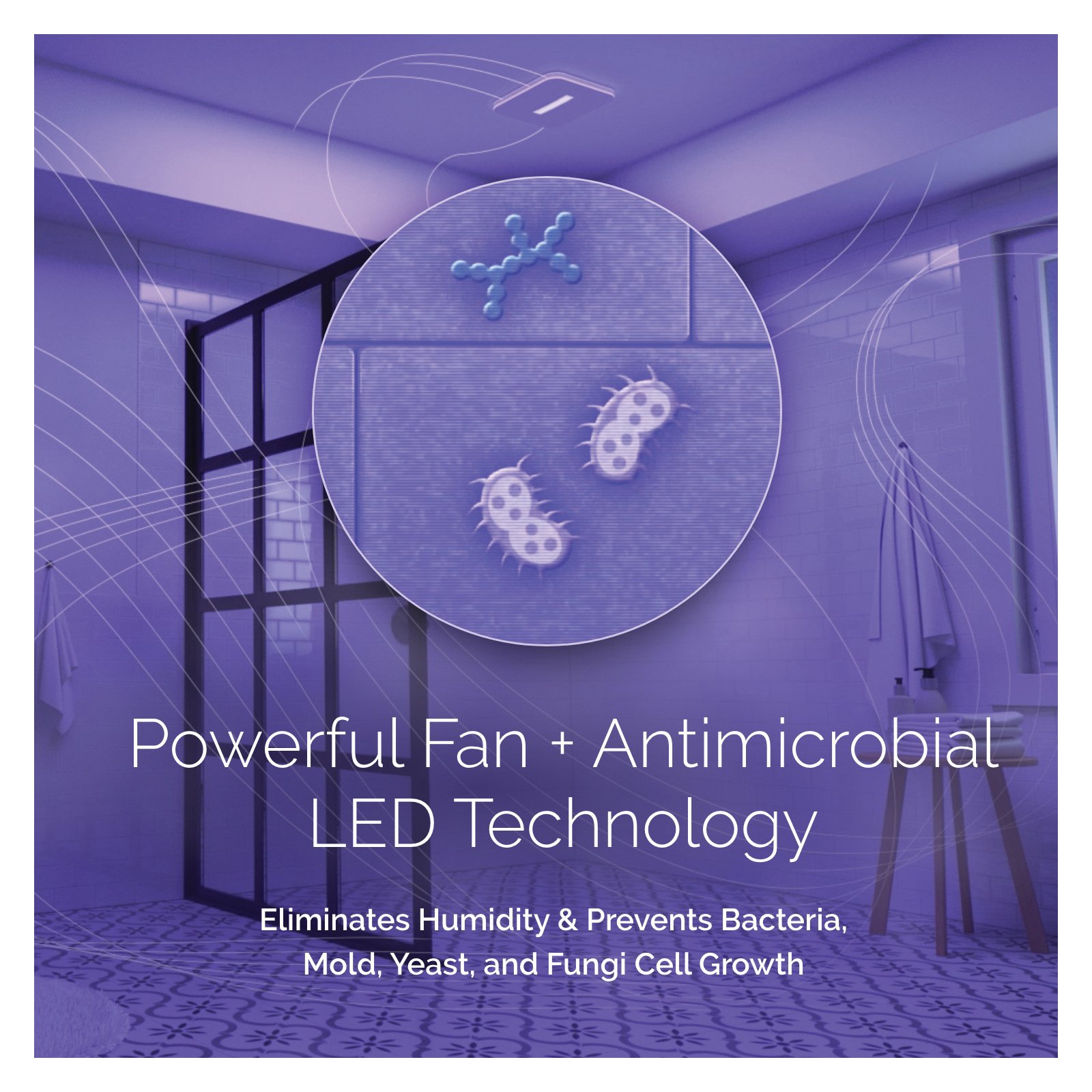 Picture of AR110LKVV - Broan® SurfaceShield™ Exhaust Fan w/ LED and Vyv™ Antimicrobial Virus Killing* Violet Light, 110 CFM