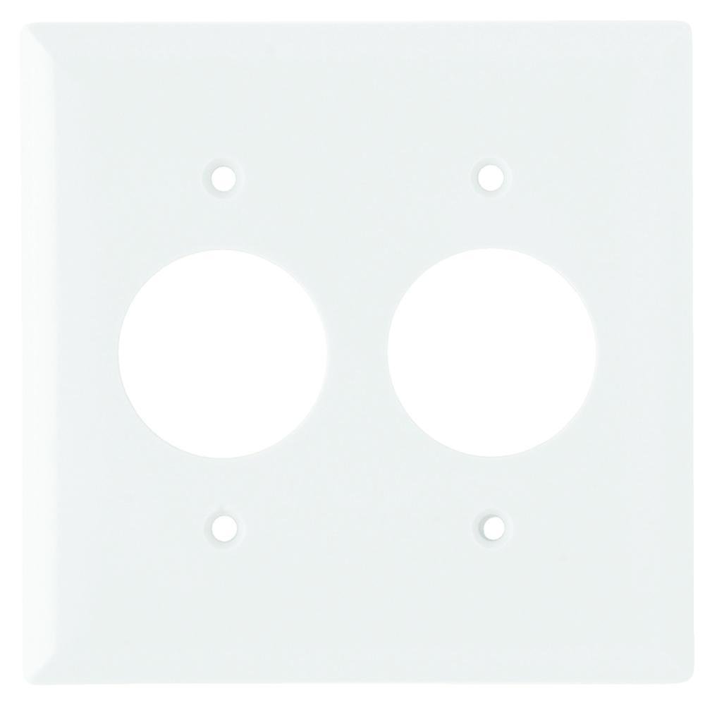 SP72-W - 2-Gang Thermoset Wall Plate, Single Receptacle Openings, White