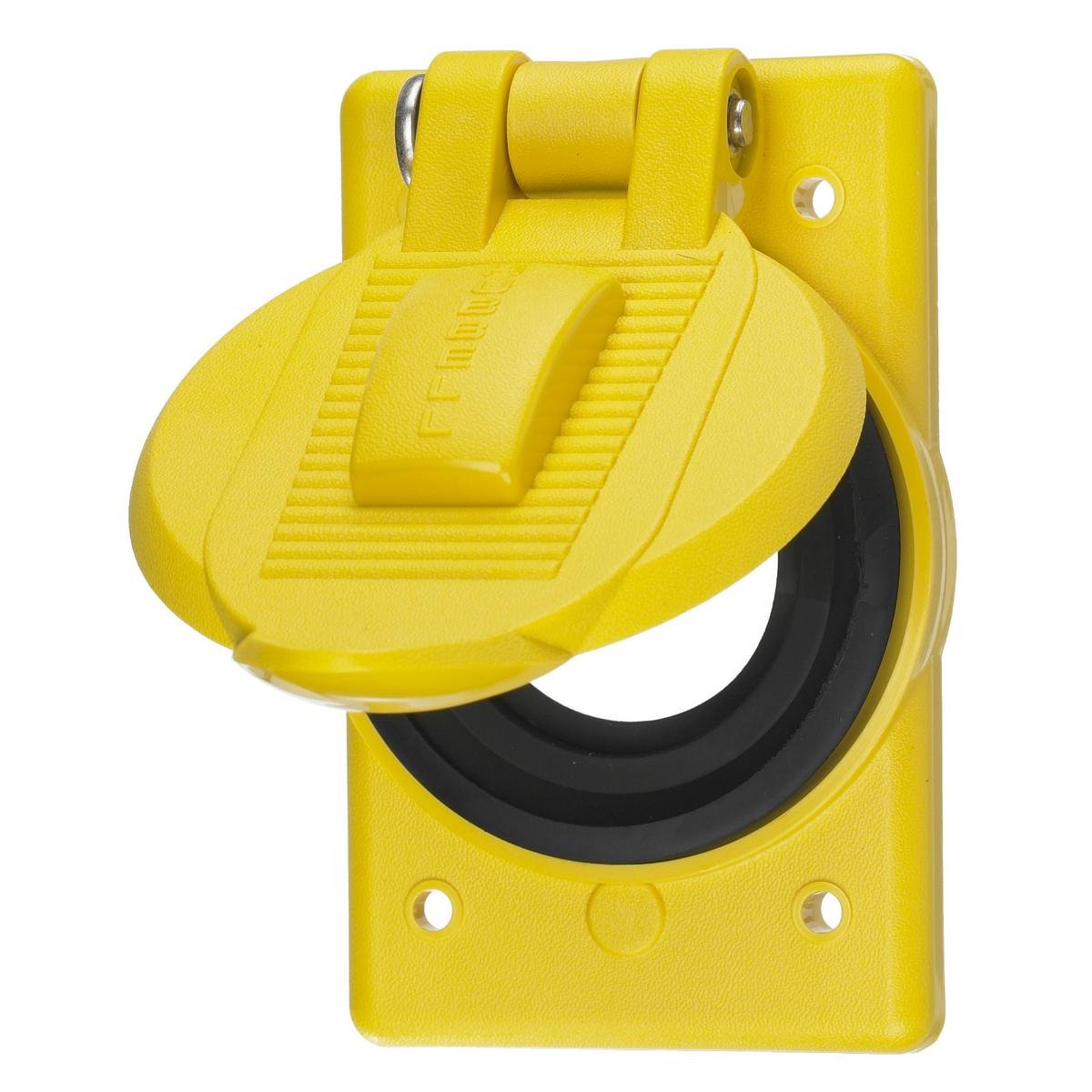 HBL74CM25WOA - Wallplates and Boxes, Weatherproof Covers, 1-Gang, 1) 1.60" Opening, Standard Size, Yellow Polycarbonate