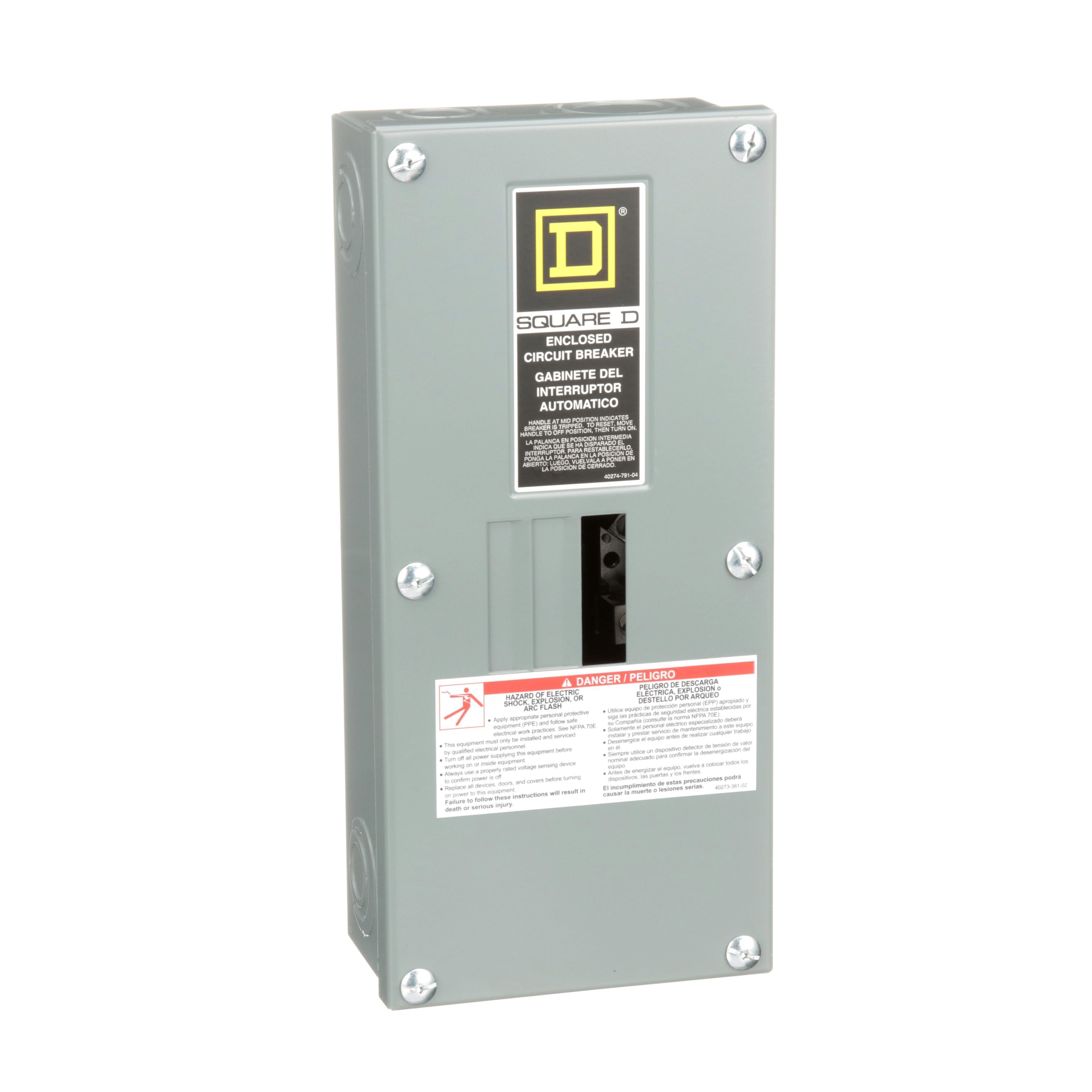 QO3100BNS - Circuit breaker enclosure, QO, 3 phase, 3 spaces, 100A, NEMA1, surface cover, UL