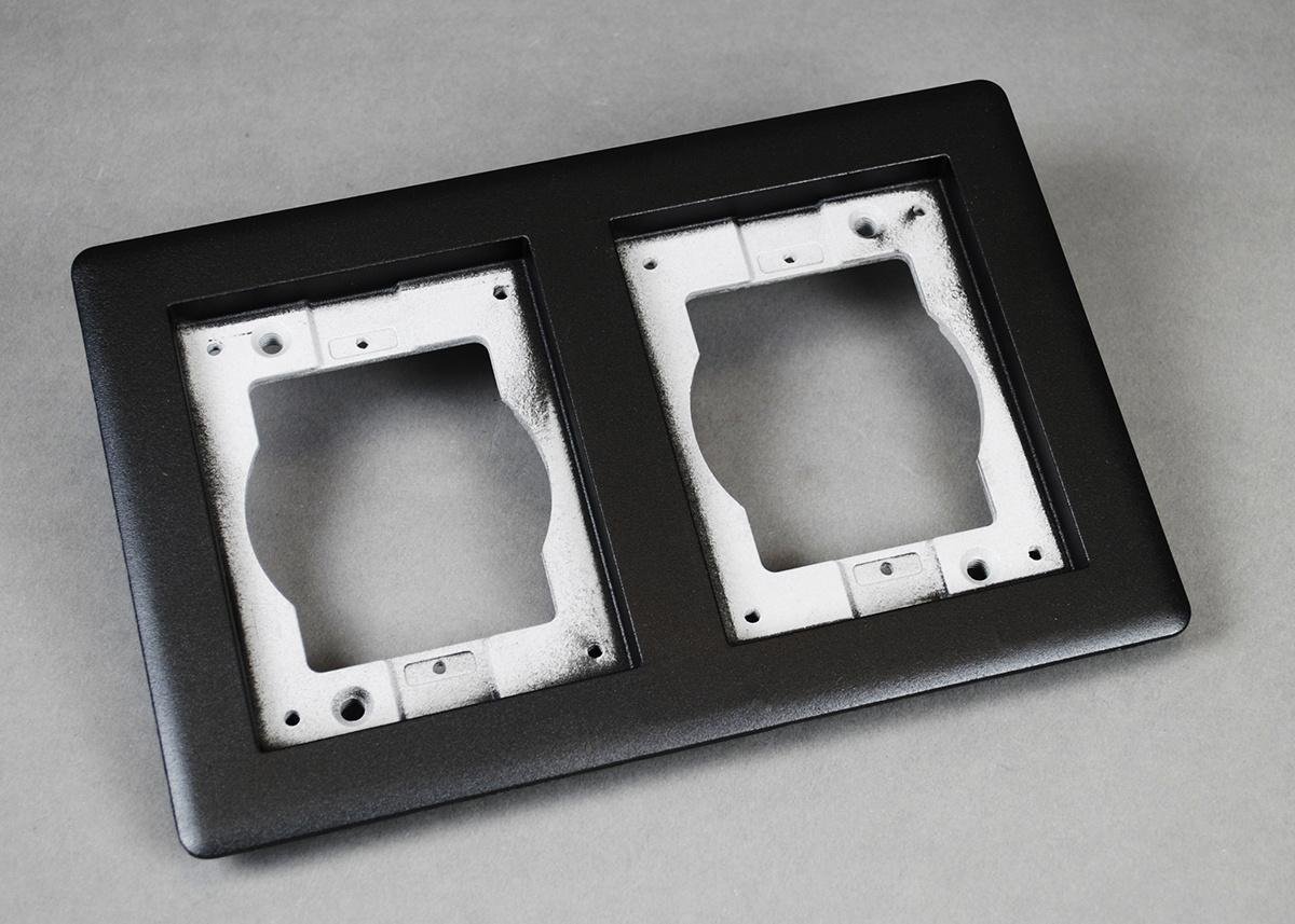 827TCAL-BK - Omnibox® Double Gang Rectangular Aluminum Carpet/Tile Flange