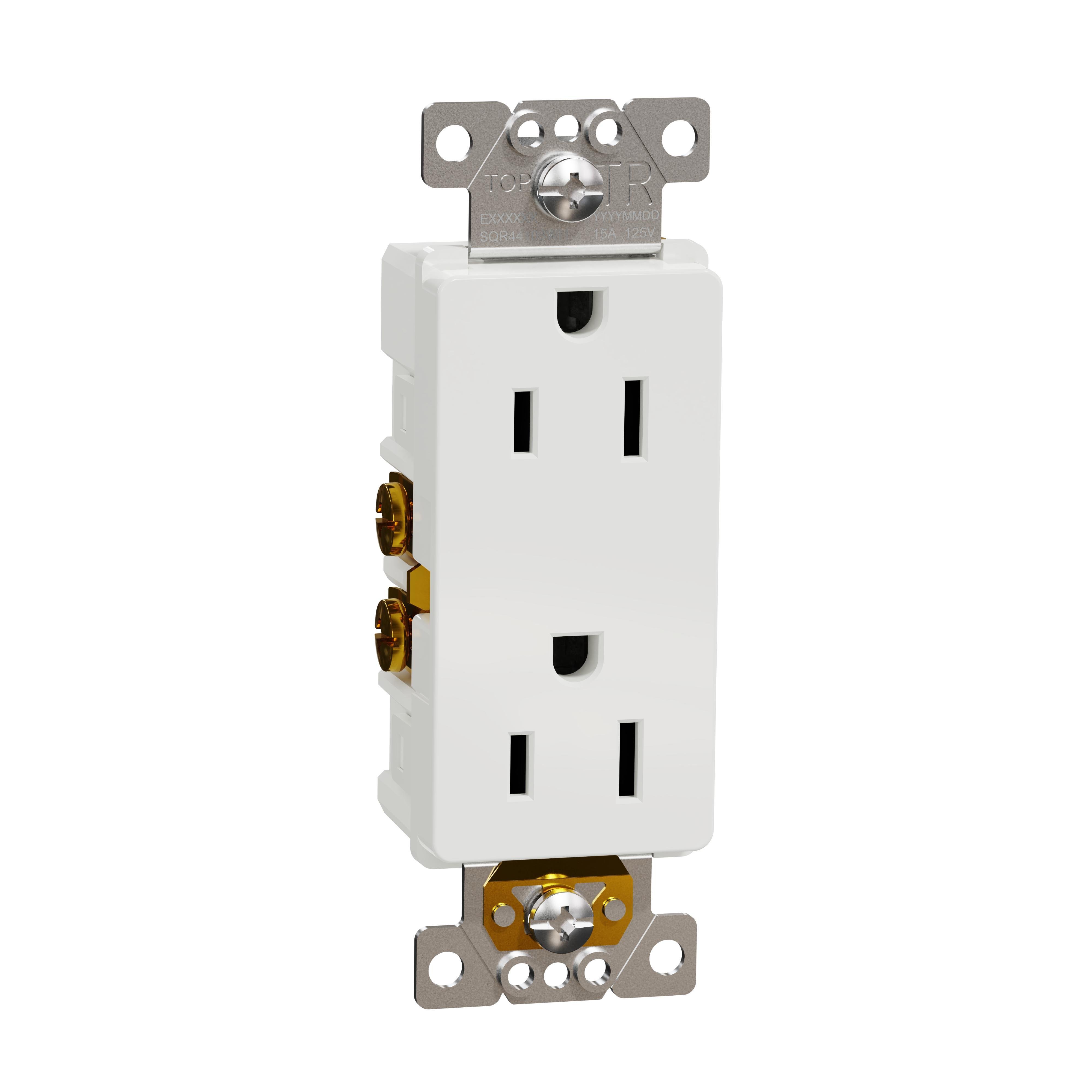 Picture of SQR44103WH - Socket-outlet, X Series, 15A, decorator, tamper resistant, residential, white, matte finish, 30 pcs