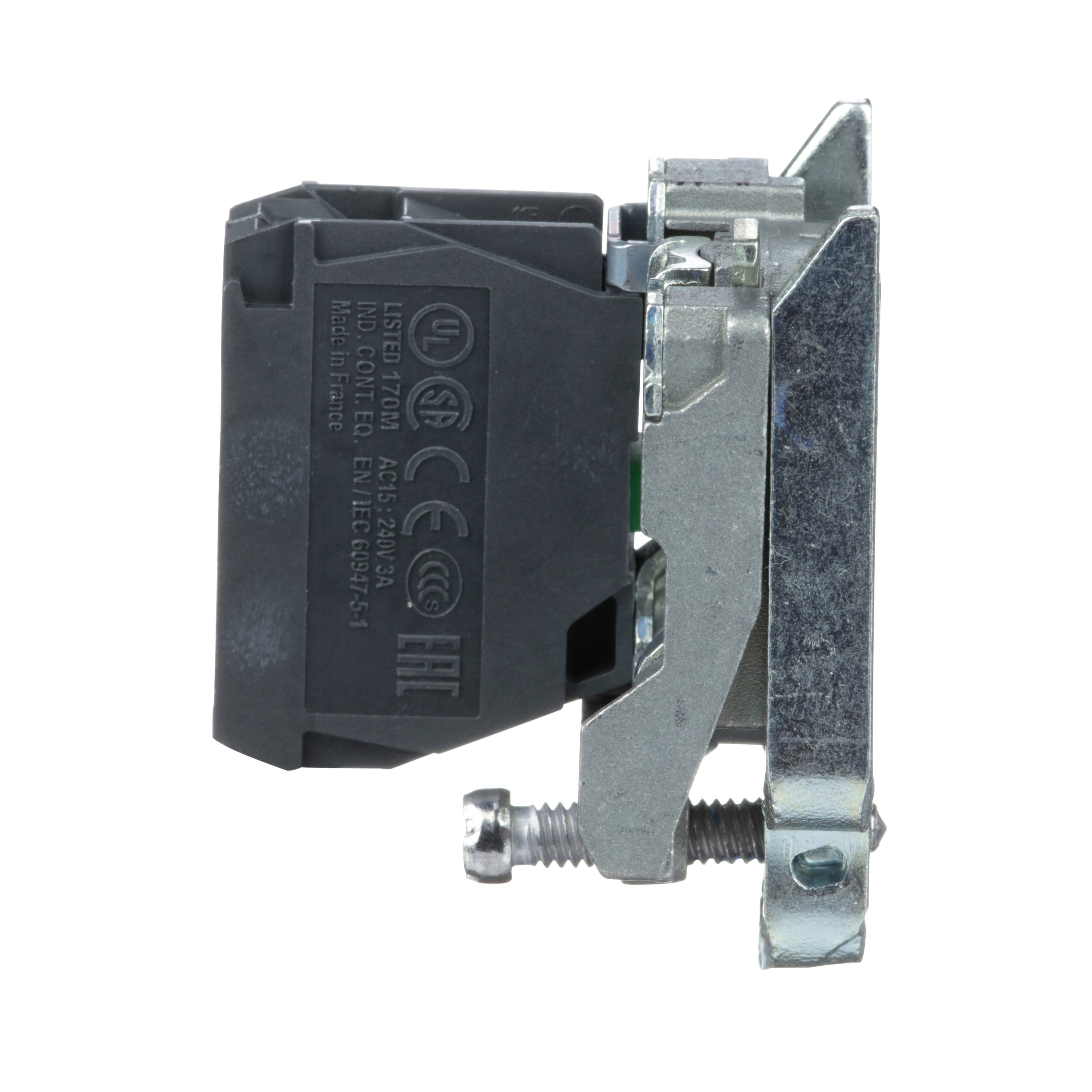 Picture of ZB4BZ101 - Harmony, 22mm Push Button, XB4B operators, contact block, with mounting collar, 1 NO, screw clamp terminal