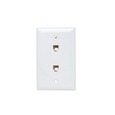 TPTE2-W - 1-Gang Pre-configured Wall Plate with Two RJ11 Telephone Jacks, White