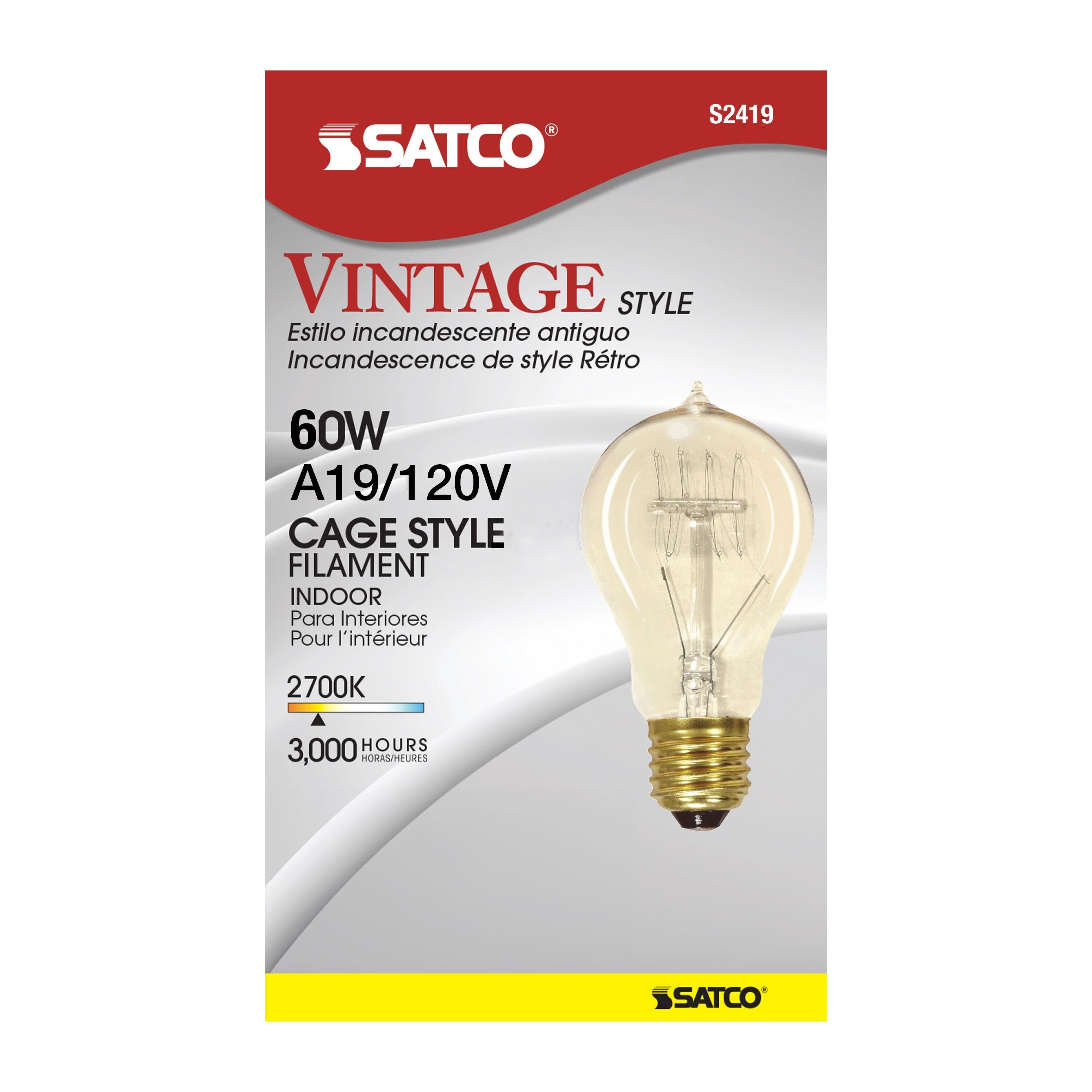 Picture of S2419 - 60 Watt A19 Incandescent - Clear - 3000 Average rated hours - 240 Lumens - Medium base - 120 Volt