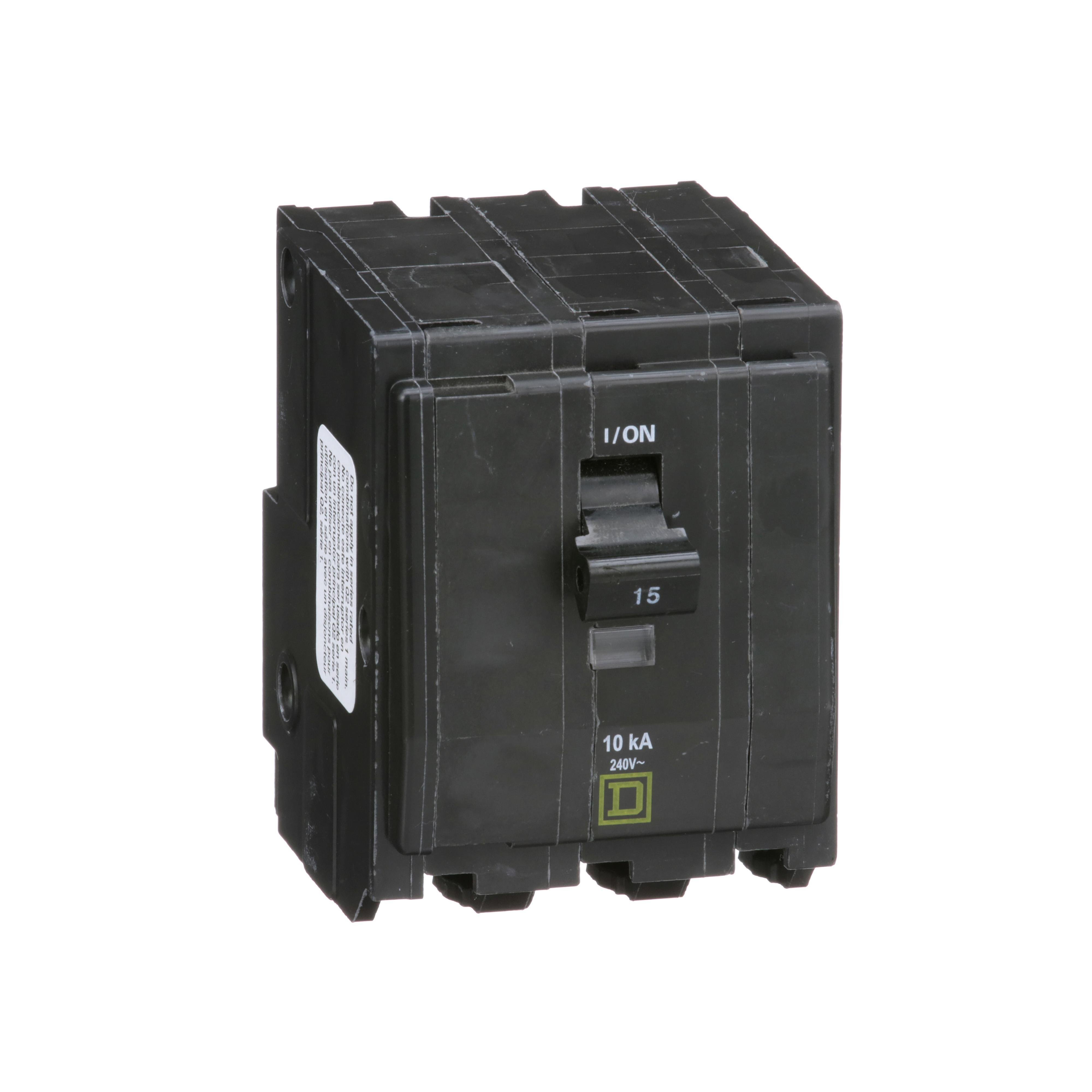 QO315 - Mini circuit breaker, QO, 15A, 3 pole, 120/240VAC, 10kA, plug in